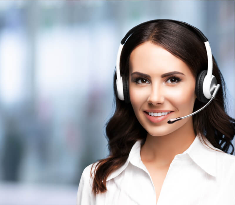Customer Service concept, woman with headset on