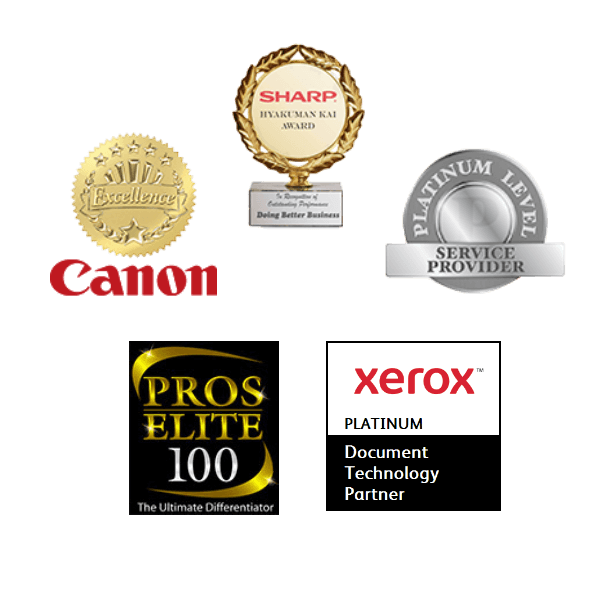 Award Icons - Pro Elite, Sharp, Platinum, Canon and Xerox